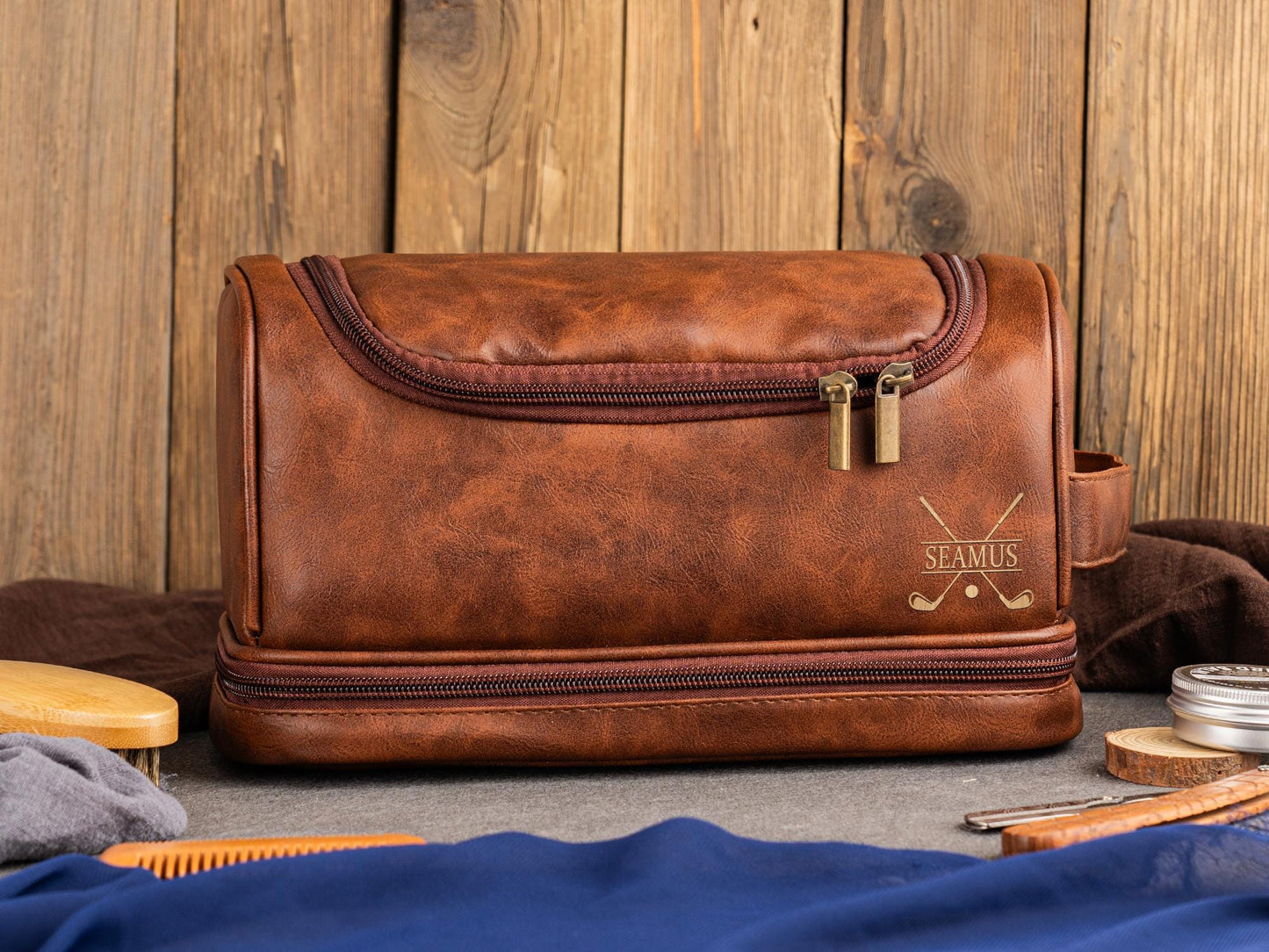 Men's Leather Toiletry Bag, Groomsmen Gifts Personalized, Groomsman Dopp Kit, Anniversary Gift for Husband, Unique Christmas Gift for Men