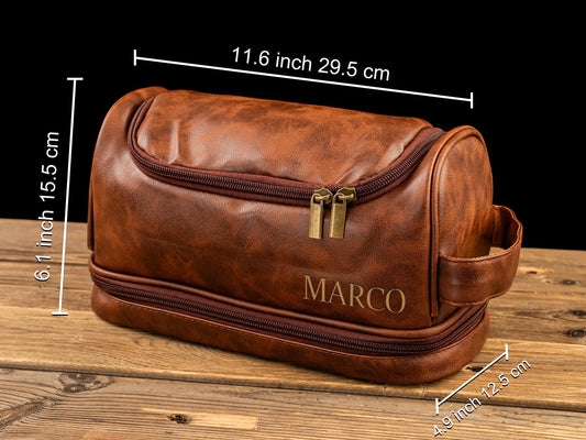 Men's Leather Toiletry Bag, Groomsmen Gifts Personalized, Groomsman Dopp Kit, Anniversary Gift for Husband, Unique Christmas Gift for Men