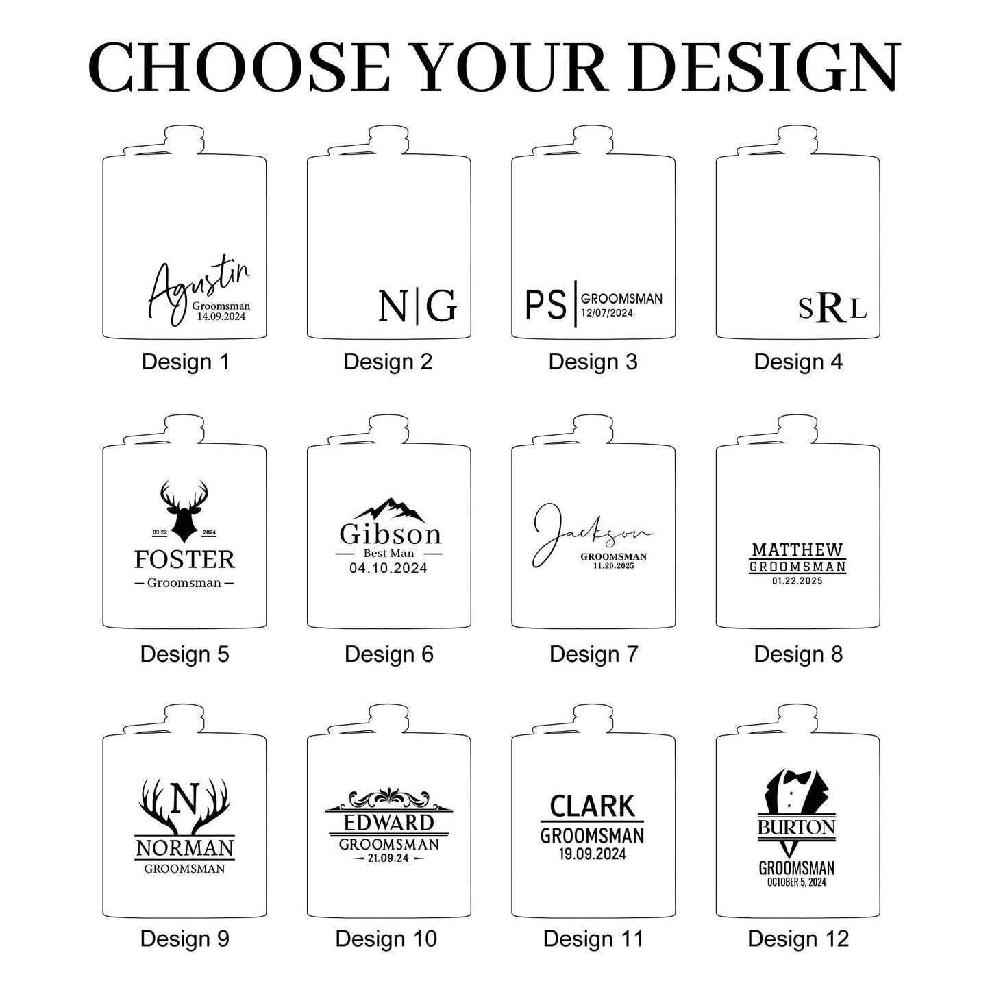 Personalized Groomsmen Flasks, Groomsman Gifts, Flask for Groomsman, Custom Mens Leather Flask, Groomsmen Gifts, Gifts for Wedding Party