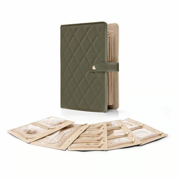 Luxury Leather Portable Jewelry Storage Book