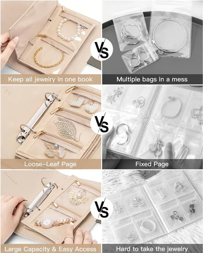 Luxury Leather Portable Jewelry Storage Book