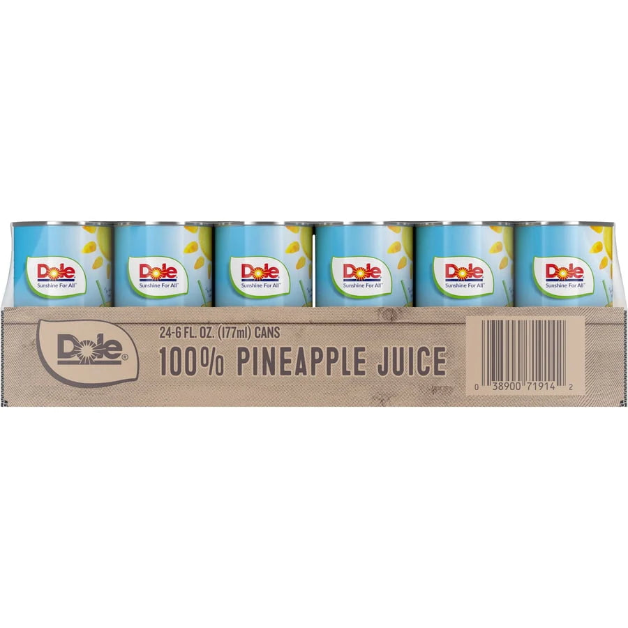 (24 cans) Dole All Natural 100% Pineapple Juice, 6 Fl oz