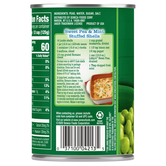 (12 Cans) Libby’s Canned Sweet Peas, 15 oz
