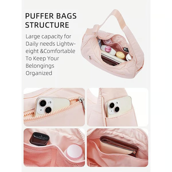 Lightweight Nylon Puffer Shoulder Bag for Women