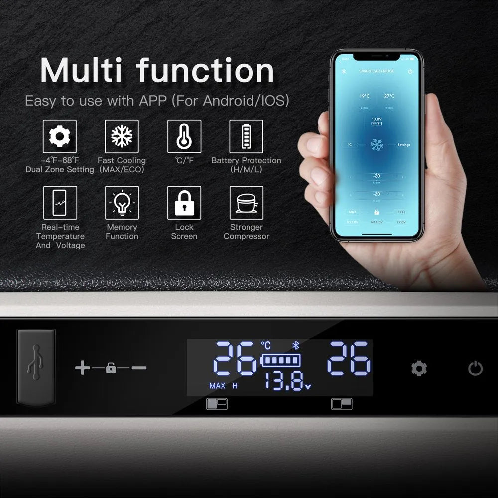 12 Volt 37 Qt. Portable Car Refrigerator, Car Freezer for Outdoor, Camping, Travel, RV,APP Control