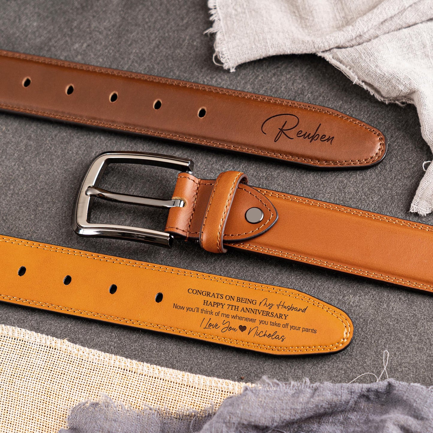 Personalized Mens Leather Belt, Custom Leather Belt for Dad, Christmas Gift for Boyfriend, Unique Gift for Husband, Anniversary Gifts Belt