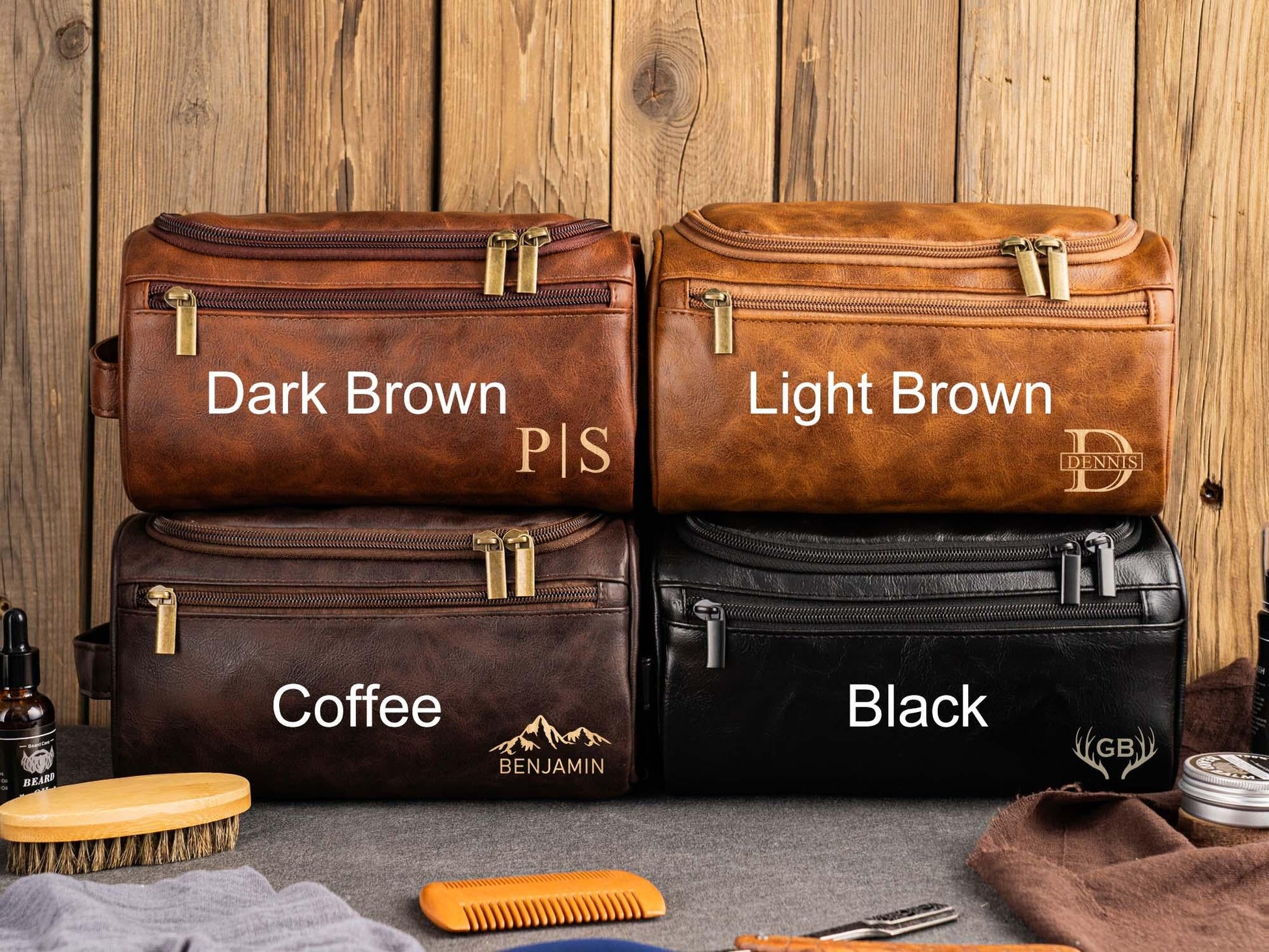 Men's Leather Toiletry Bag Personalized, Groomsmen Gift, Dopp Kit For Him, Men's Leather Accessory, Anniversary Gift, Christmas Gift for Men