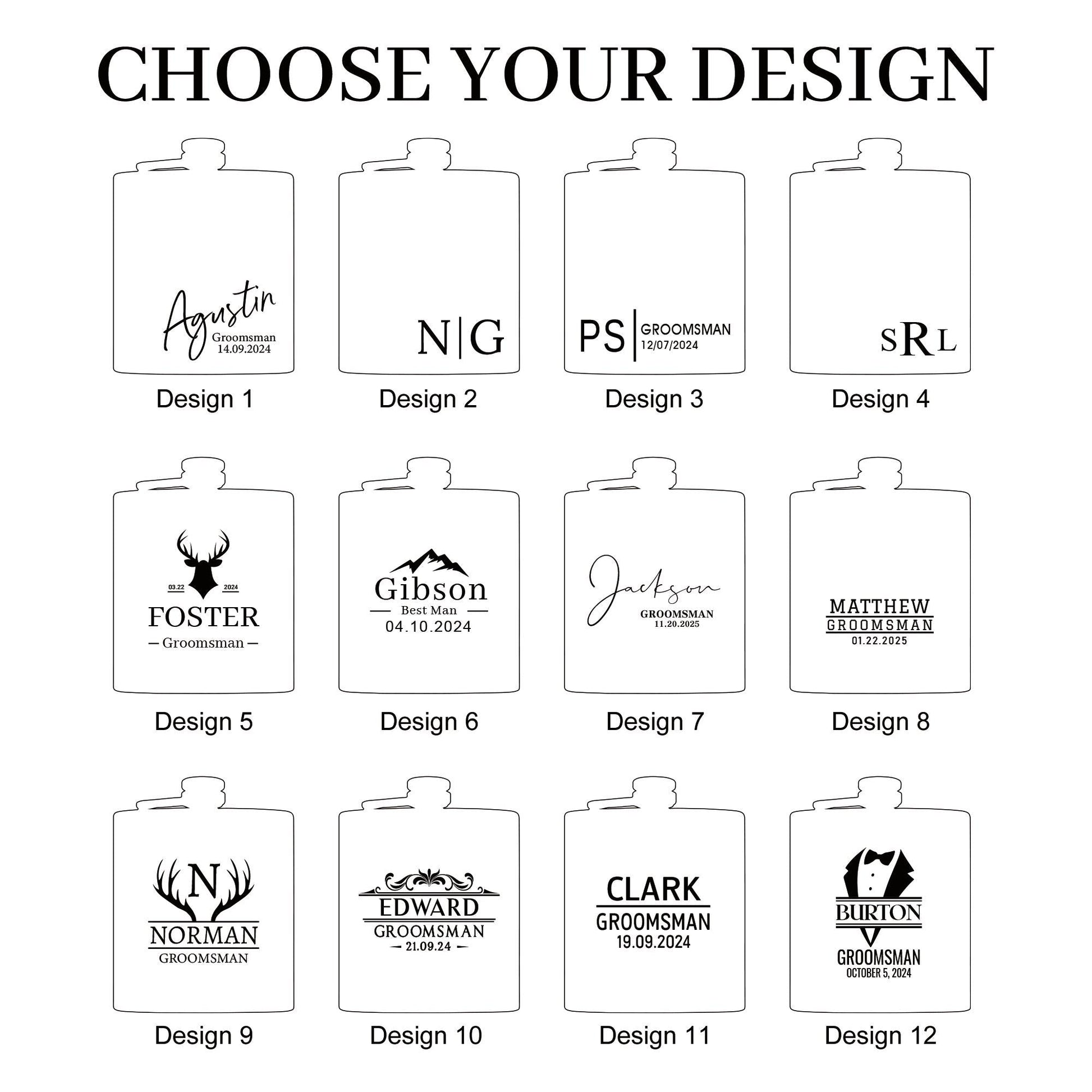 Personalized Groomsmen Flasks, Groomsman Gifts, Flask for Groomsman, Custom Mens Leather Flask, Groomsmen Gifts, Gifts for Wedding Party
